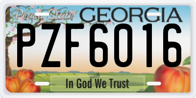 GA license plate PZF6016