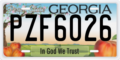 GA license plate PZF6026