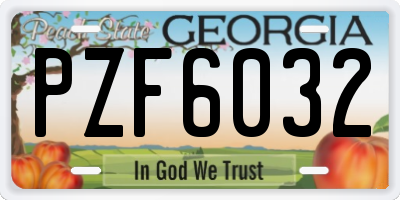 GA license plate PZF6032