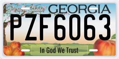 GA license plate PZF6063