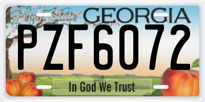 GA license plate PZF6072