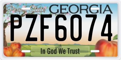 GA license plate PZF6074