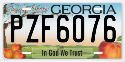 GA license plate PZF6076