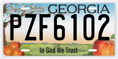 GA license plate PZF6102