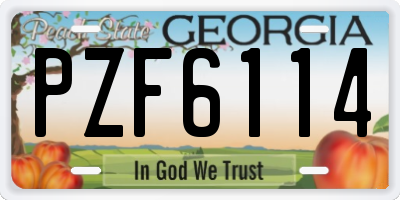 GA license plate PZF6114