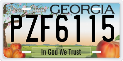 GA license plate PZF6115