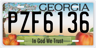 GA license plate PZF6136