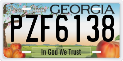 GA license plate PZF6138