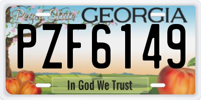 GA license plate PZF6149
