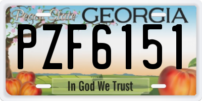 GA license plate PZF6151