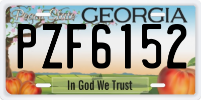 GA license plate PZF6152
