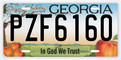 GA license plate PZF6160
