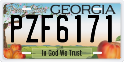 GA license plate PZF6171