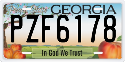 GA license plate PZF6178