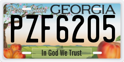 GA license plate PZF6205