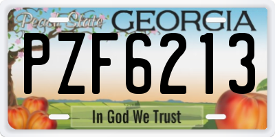 GA license plate PZF6213