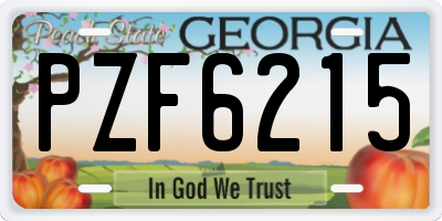 GA license plate PZF6215