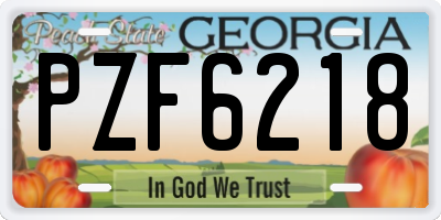 GA license plate PZF6218