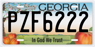 GA license plate PZF6222