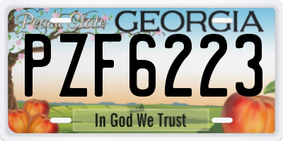 GA license plate PZF6223