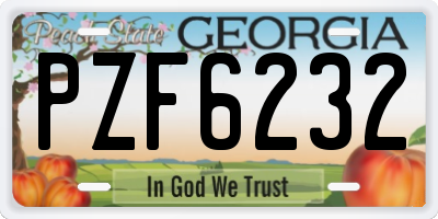 GA license plate PZF6232