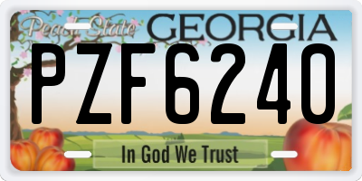 GA license plate PZF6240