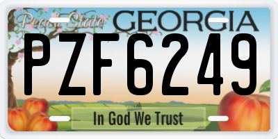 GA license plate PZF6249