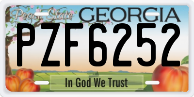 GA license plate PZF6252