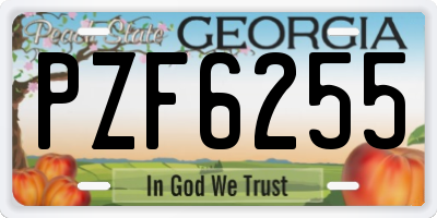 GA license plate PZF6255