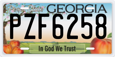 GA license plate PZF6258