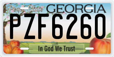 GA license plate PZF6260