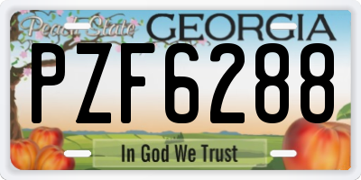 GA license plate PZF6288