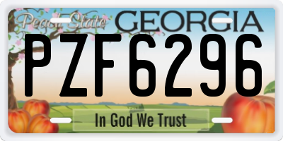 GA license plate PZF6296