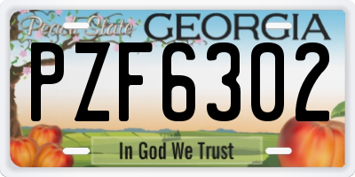 GA license plate PZF6302