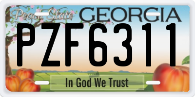 GA license plate PZF6311