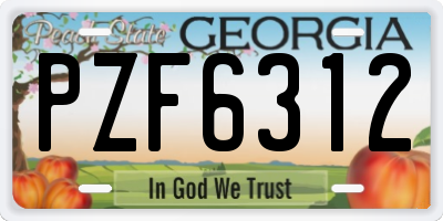 GA license plate PZF6312
