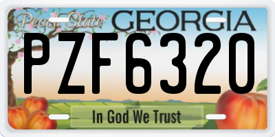 GA license plate PZF6320