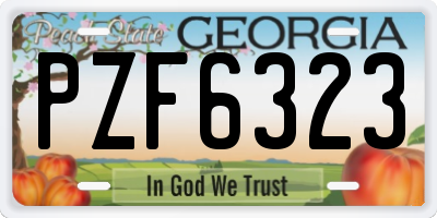 GA license plate PZF6323
