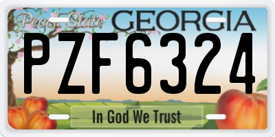 GA license plate PZF6324
