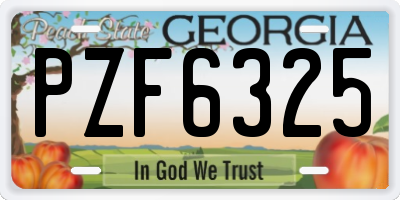 GA license plate PZF6325
