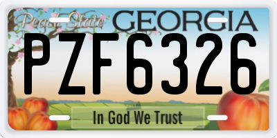 GA license plate PZF6326