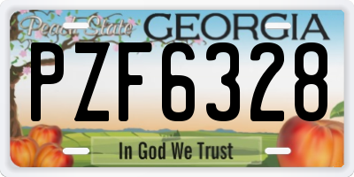 GA license plate PZF6328