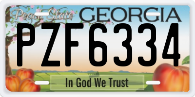 GA license plate PZF6334