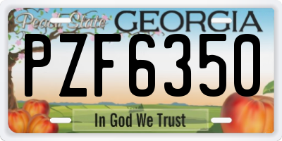 GA license plate PZF6350