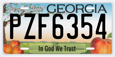 GA license plate PZF6354