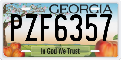 GA license plate PZF6357