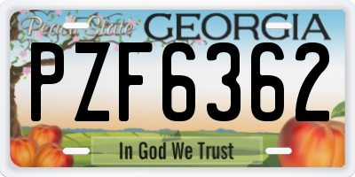 GA license plate PZF6362