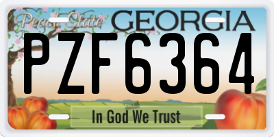 GA license plate PZF6364
