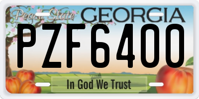 GA license plate PZF6400