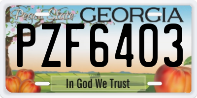 GA license plate PZF6403